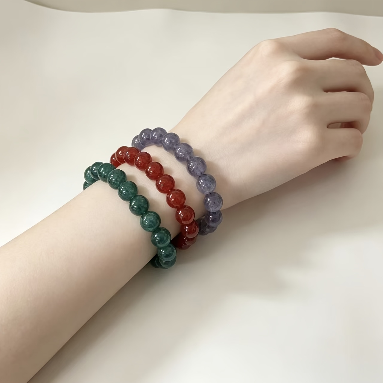 Gradient Crackle Beaded Bracelet Set of 3, Everyday Accessory
